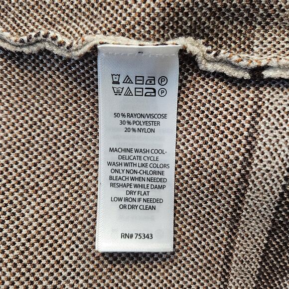 Rachel Zoe Floral Brown Beige Womens XL Open Front Cardigan Hooded Stretch - Picture 9 of 9